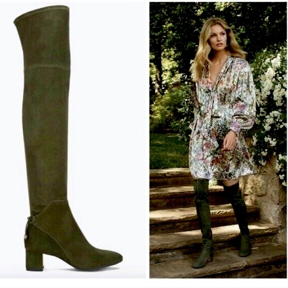 NWT Tory Burch 8.5 Olive green Laila over the knee boots
